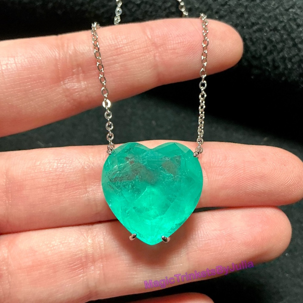 Paraiba Tourmaline Pendant 925 Sterling Silver Necklace Tourmaline Heart Pendant